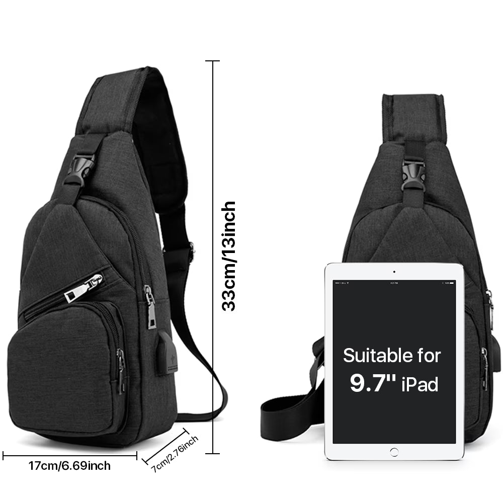 Shoulder Crossbody Sling Bag for Women Men - Sling Backpack Purse with Usb Charging Port for Adults