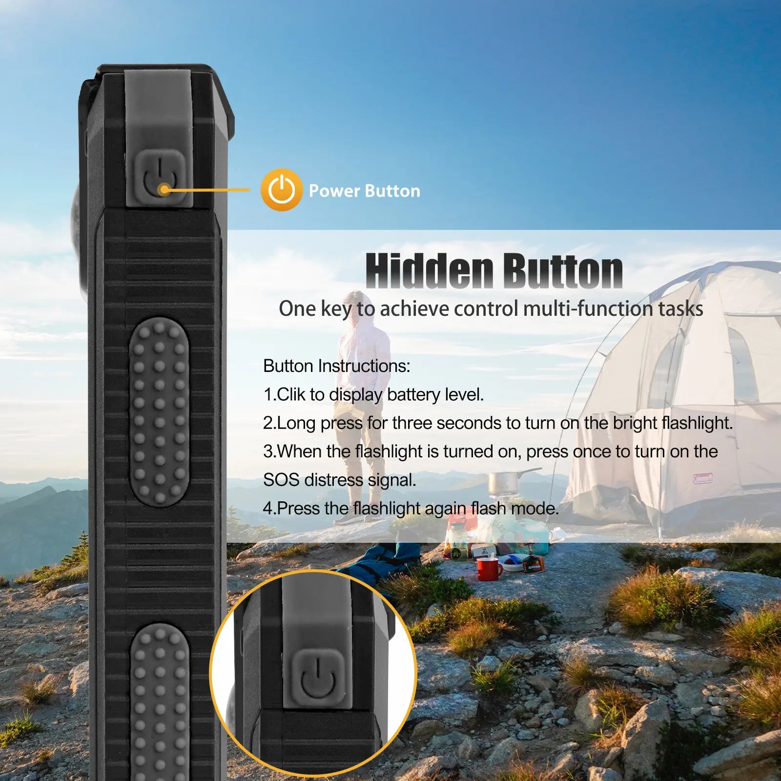 Solar Charger Power Bank 10000Mah, Built-In Super Bright Flashlight, Compass, Dual USB Output Ports Power Bank, Portable Charger for Android, Iphone, Suitable for Outdoor Camping, Suitable for Summer and Mother'S Day Gift.