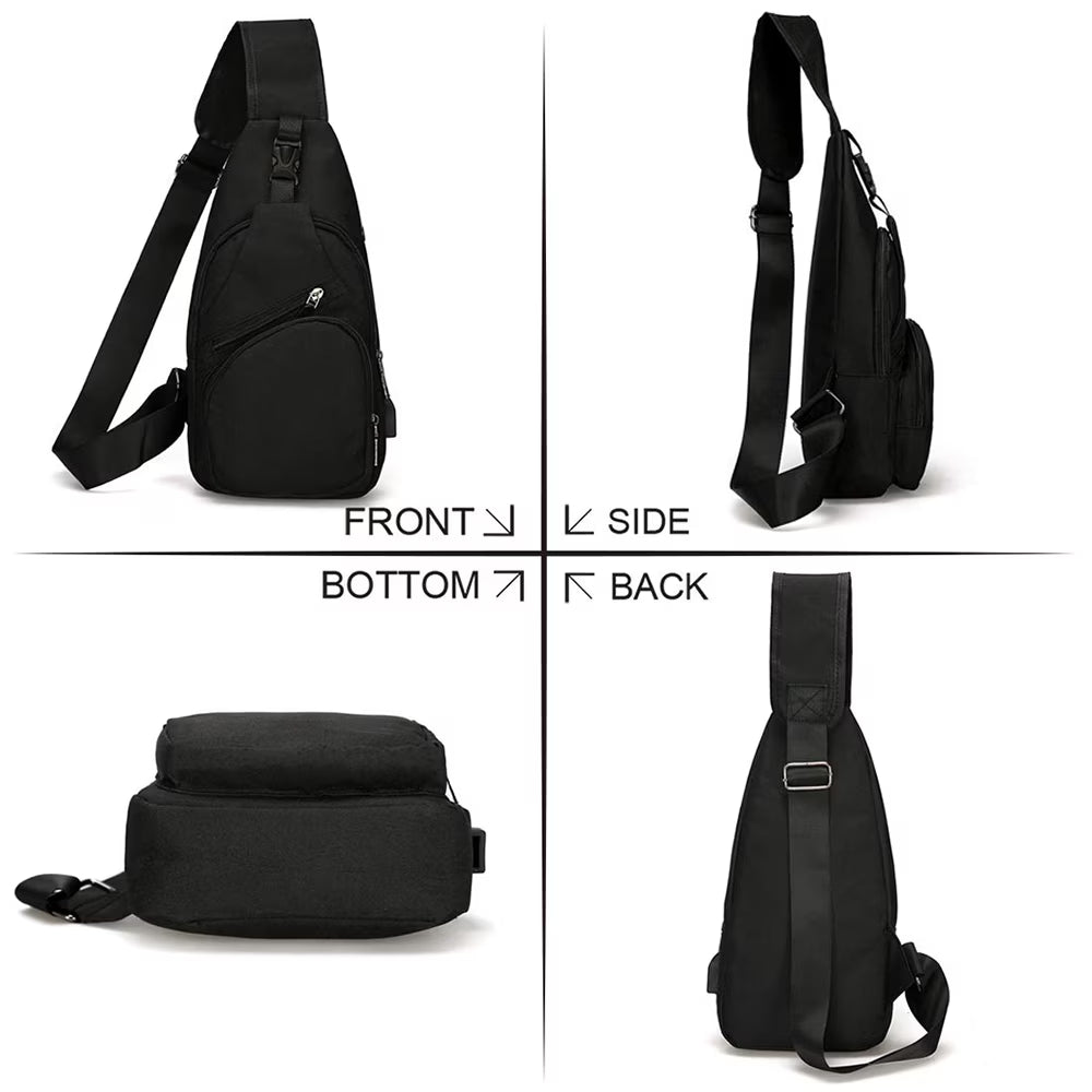 Shoulder Crossbody Sling Bag for Women Men - Sling Backpack Purse with Usb Charging Port for Adults