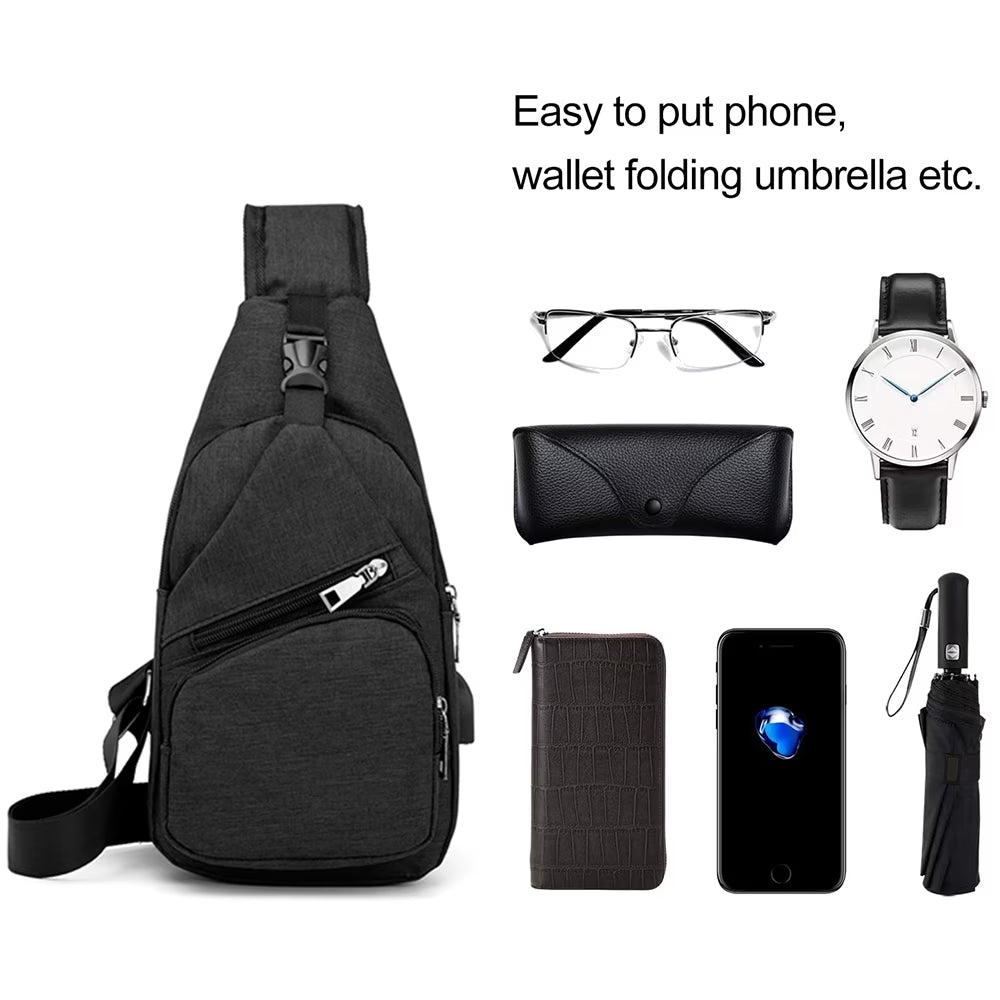 Shoulder Crossbody Sling Bag for Women Men - Sling Backpack Purse with Usb Charging Port for Adults